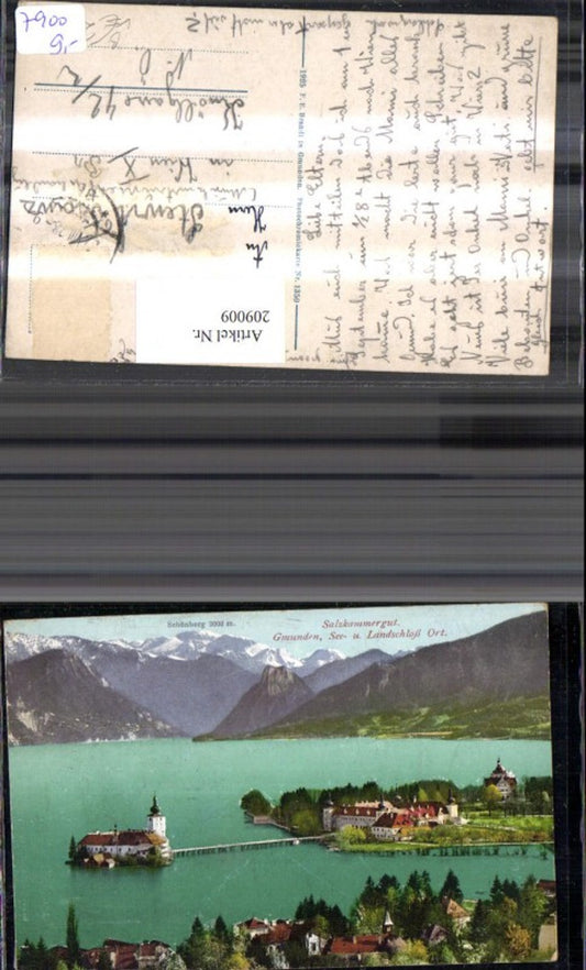 209009,Salzkammergut Gmunden See u. Schloss Ort m. Schönberg pub Brandt 1350