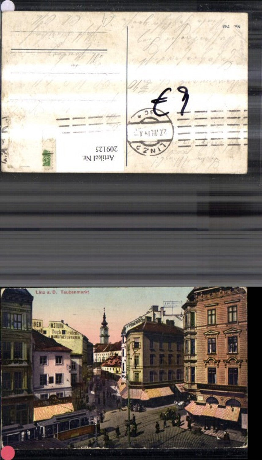 209125,Linz a. d. Donau Taubenmarkt Geschäfte Straßenbahn Promenade