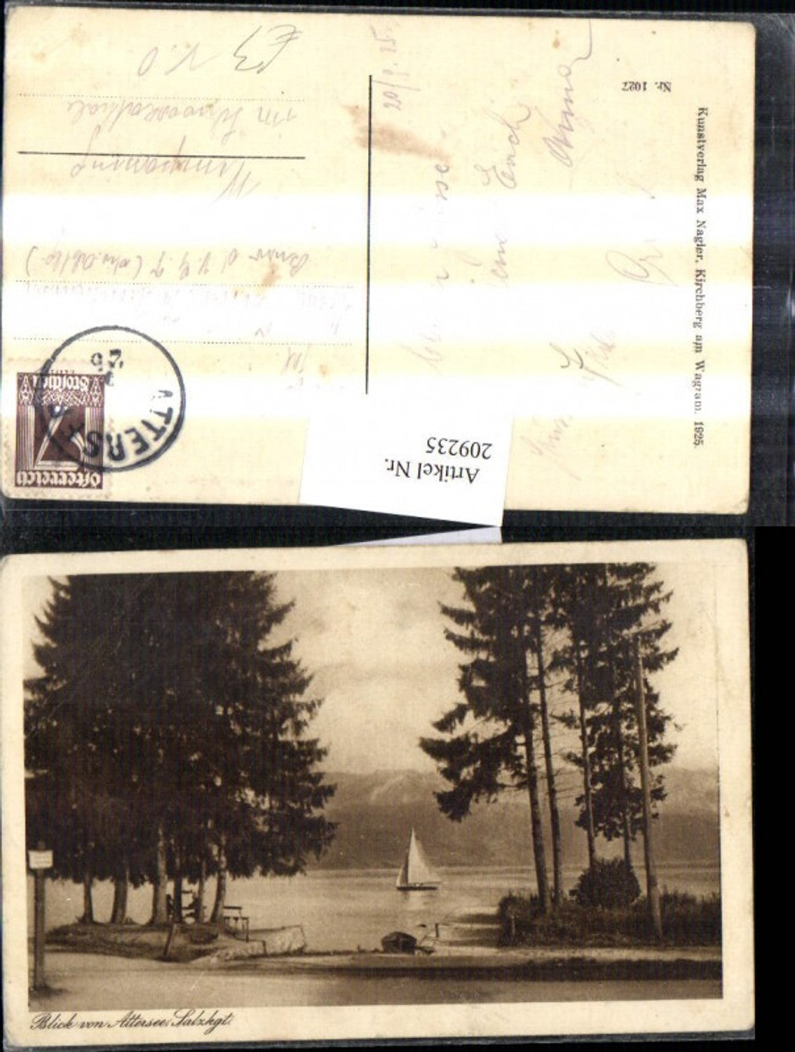 209235,Blick v. Attersee See Partie Segelboot