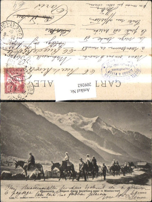 209262,Frankreich Chamonix Depart d'une Caravane pour le Montanvert Eselreiten Esel