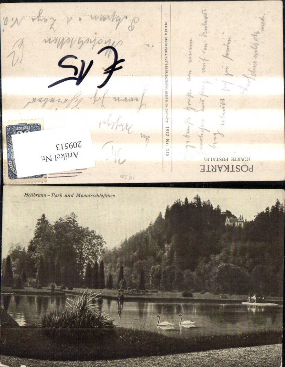 209513,Salzburg Hellbrunn Park u. Monatsschlößchen Teich m. Schwäne