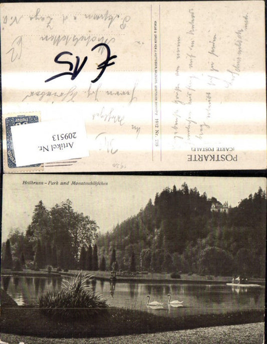 209513,Salzburg Hellbrunn Park u. Monatsschlößchen Teich m. Schwäne
