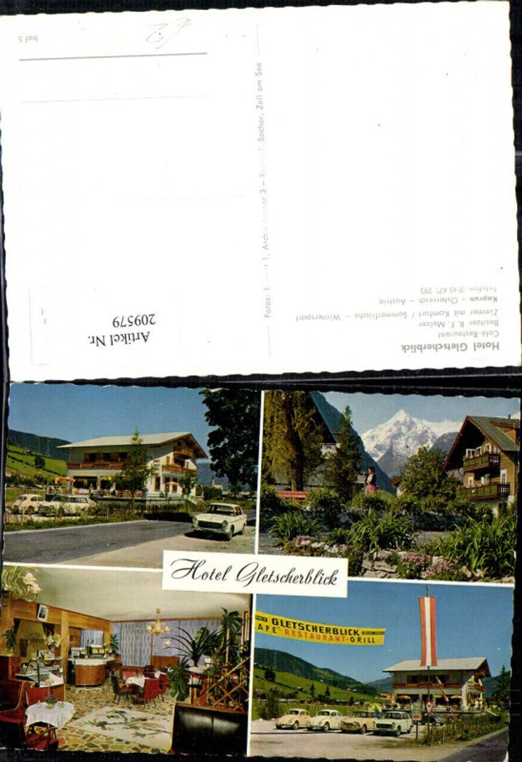 209579,Kaprun Hotel Gletscherblick Mehrbild Ak Cafe Restaurant VW Käfer