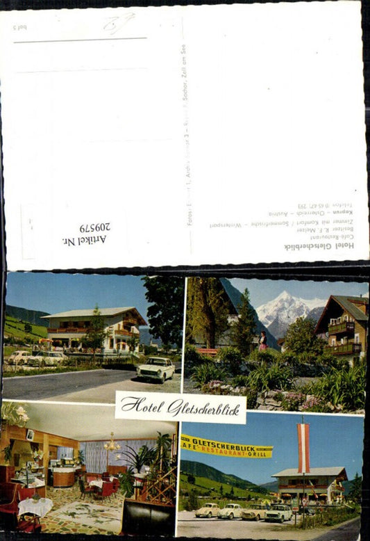 209579,Kaprun Hotel Gletscherblick Mehrbild Ak Cafe Restaurant VW Käfer