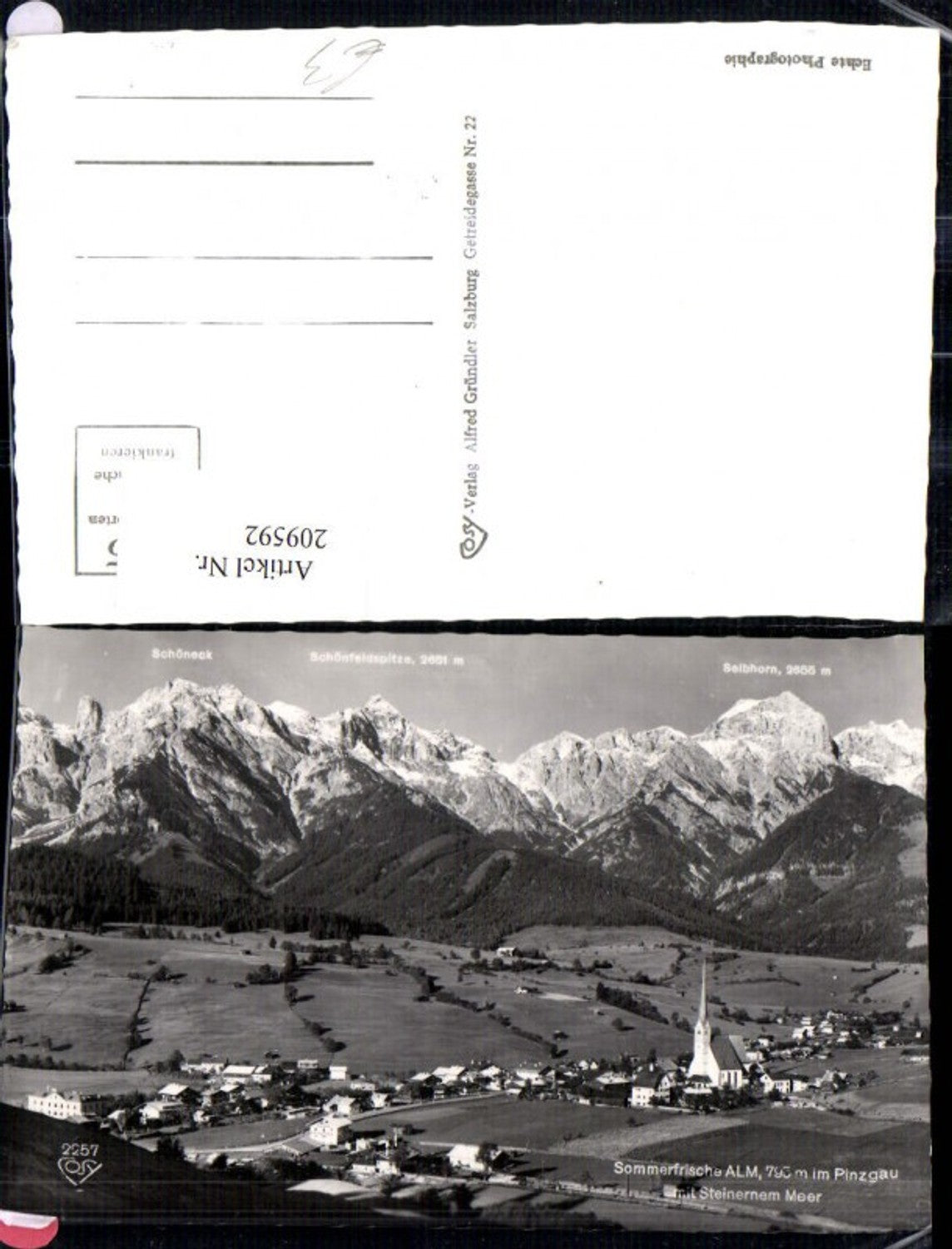 209592,Alm i. Pinzgau m. Steinernem Meer Gipfelkarte