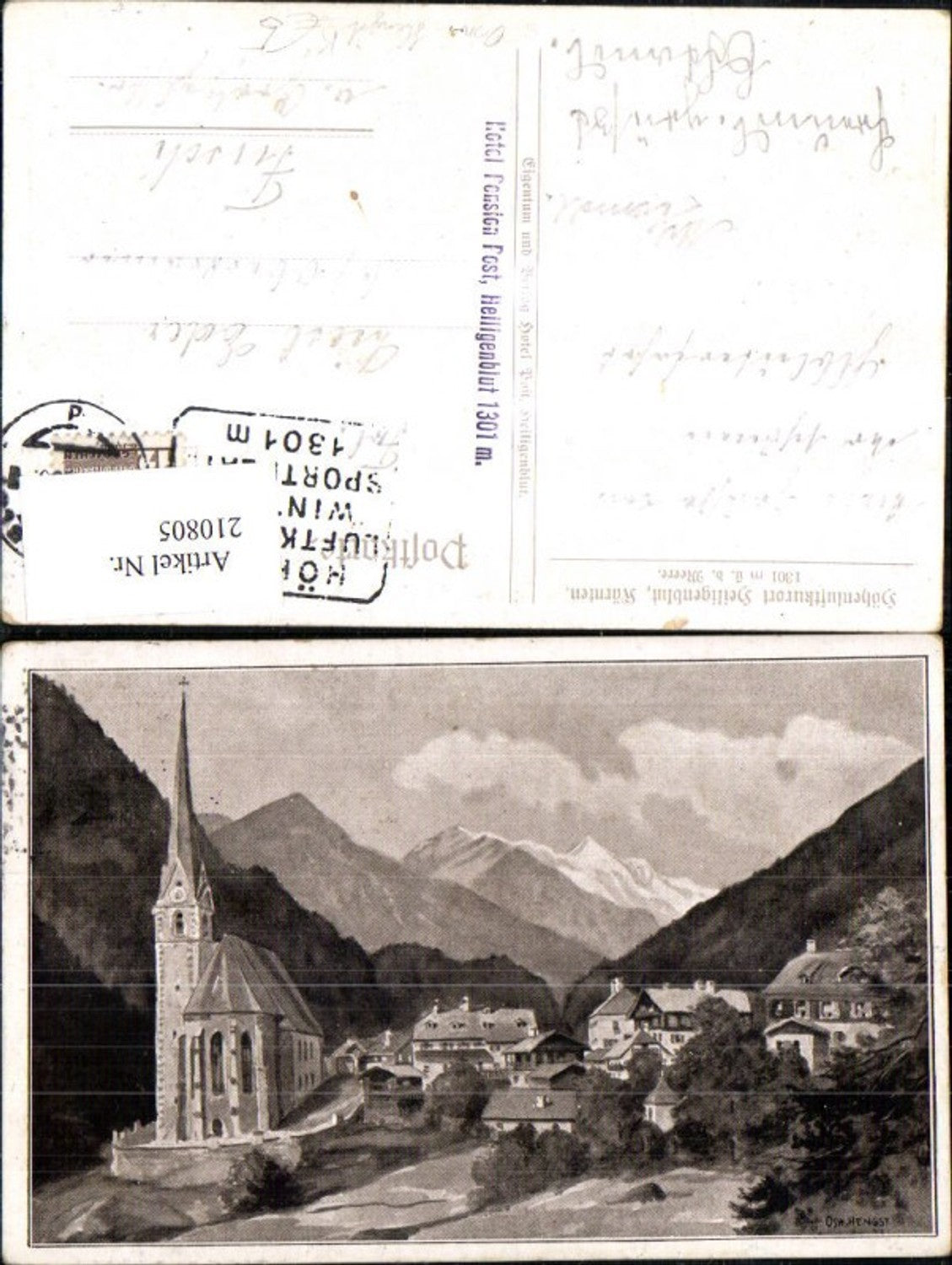 210805,Künstler Ak Osw. Hengst Heiligenblut a. Großglockner