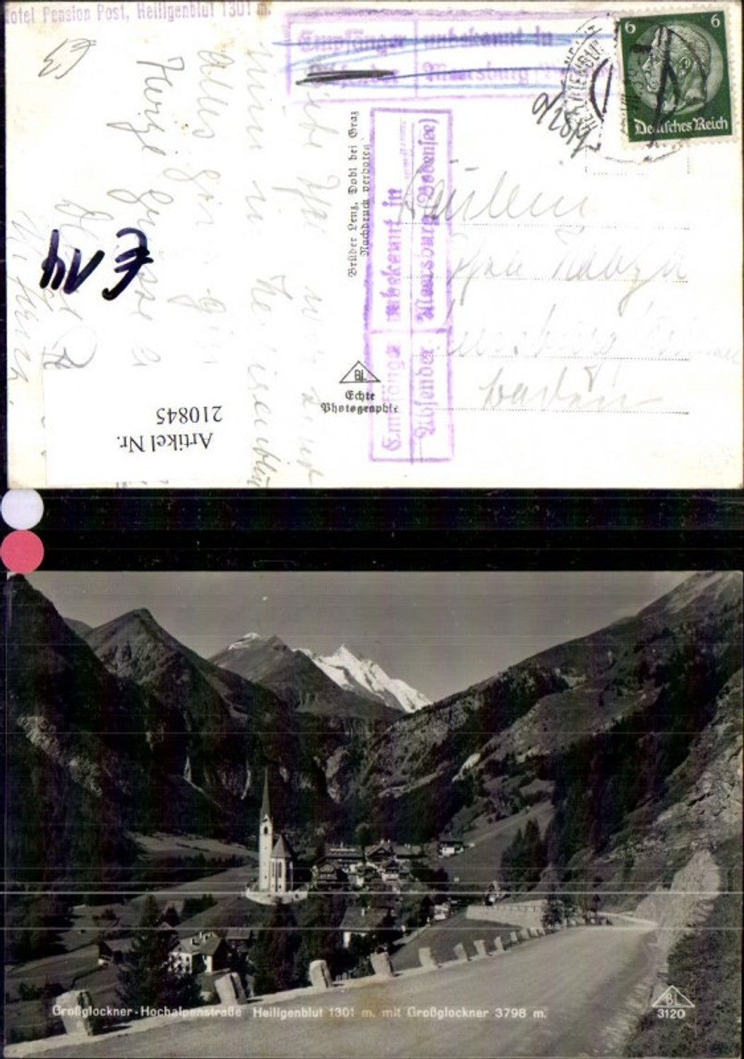 210845,Heiligenblut m. Großglockner Hochalpenstrasse Ansicht m. Strasse i. Vordergrund