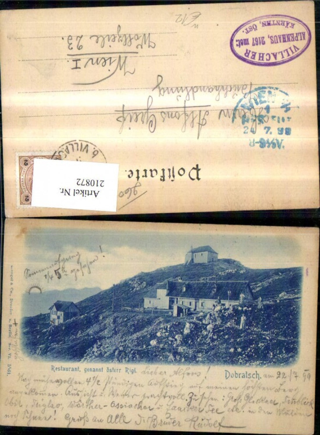 210872,Villach Dobratsch Restaurant genannt österr. Rigi