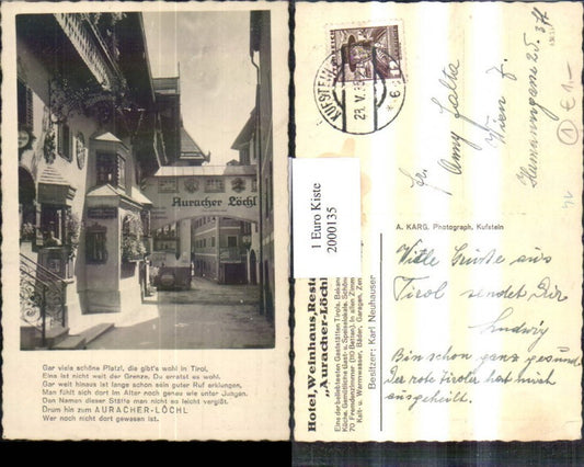 2000135,Kufstein Römerhofgasse Straßenansicht Weinstube Auracher Löchl Text