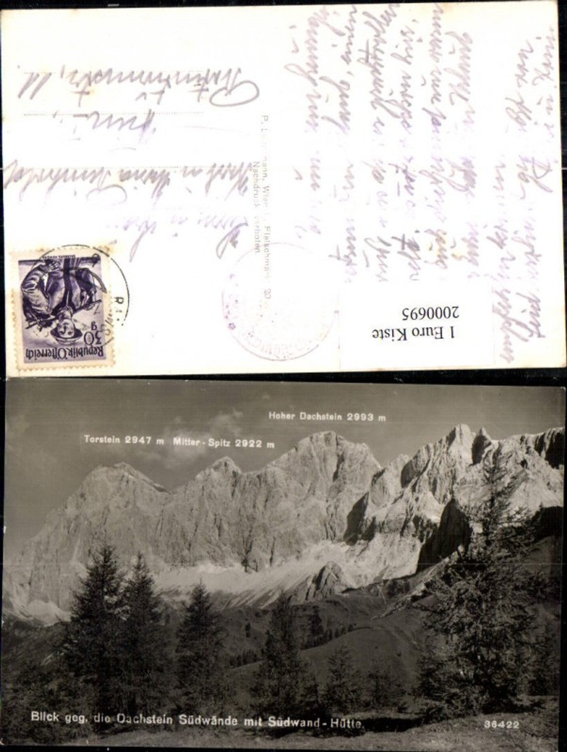 2000695,Blick geg. d. Dachstein Südwände m. Südwand-Hütte Torstein Mitter-Spitz Hoher Dachstein