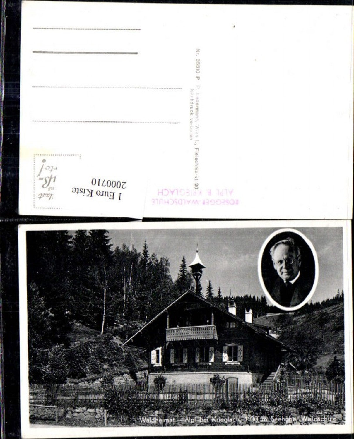 2000710,Waldheimat Alpl b. Krieglach Waldschule Peter Rosegger Portrait