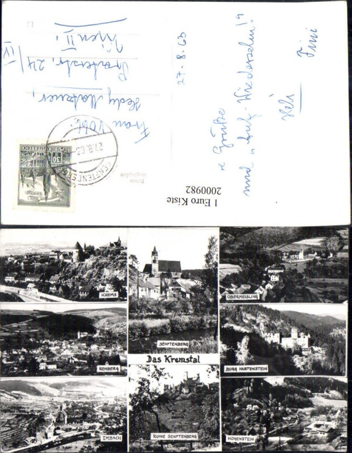 2000982,Kremstal Totale Krems Ruine Senftenberg Rehberg Imbach Hohenstein Burg Hartenstein Obermeisling