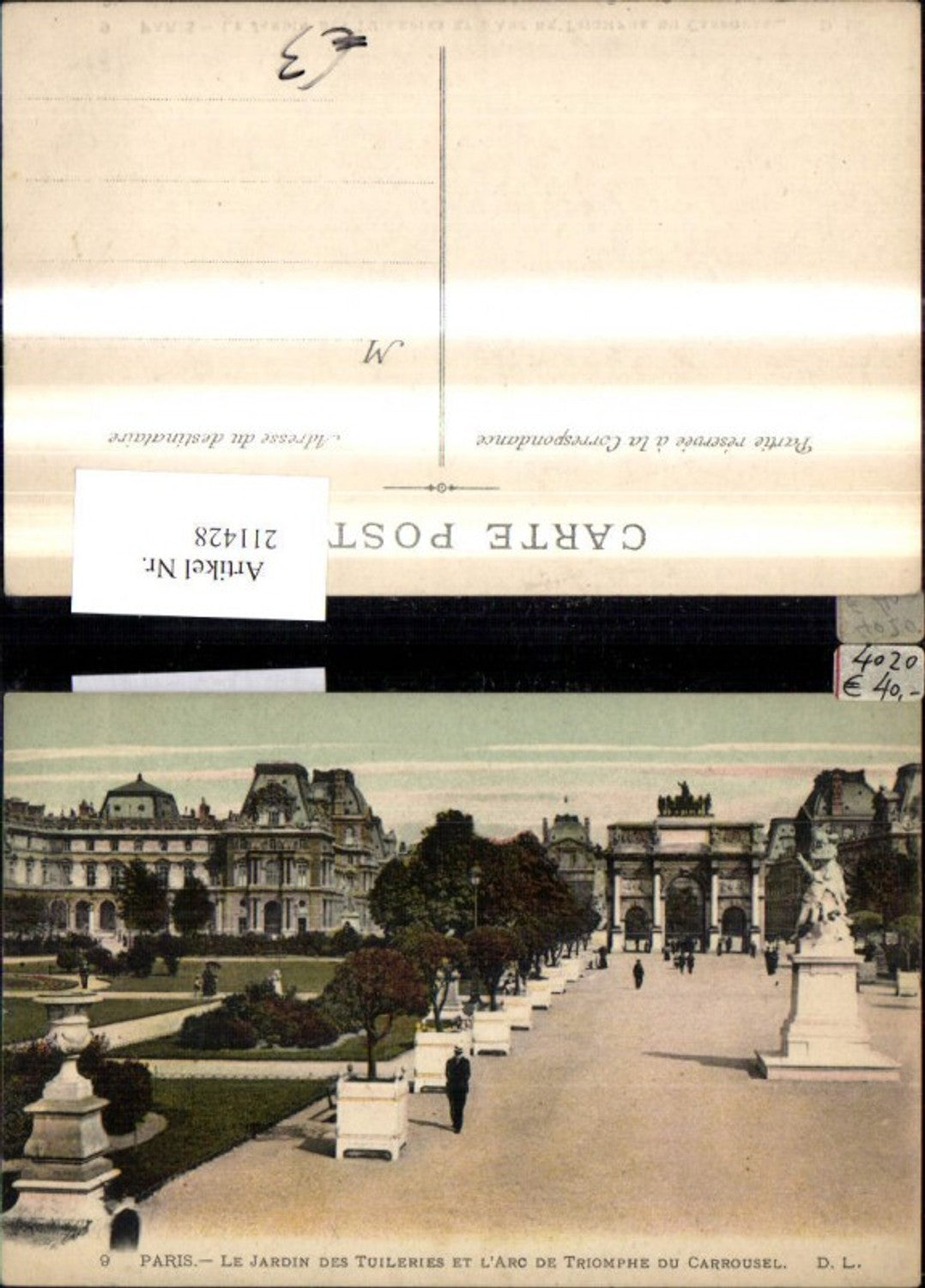 211428,Paris Le Jardin des Tuileries et L arc de Triomphe du Carrousel