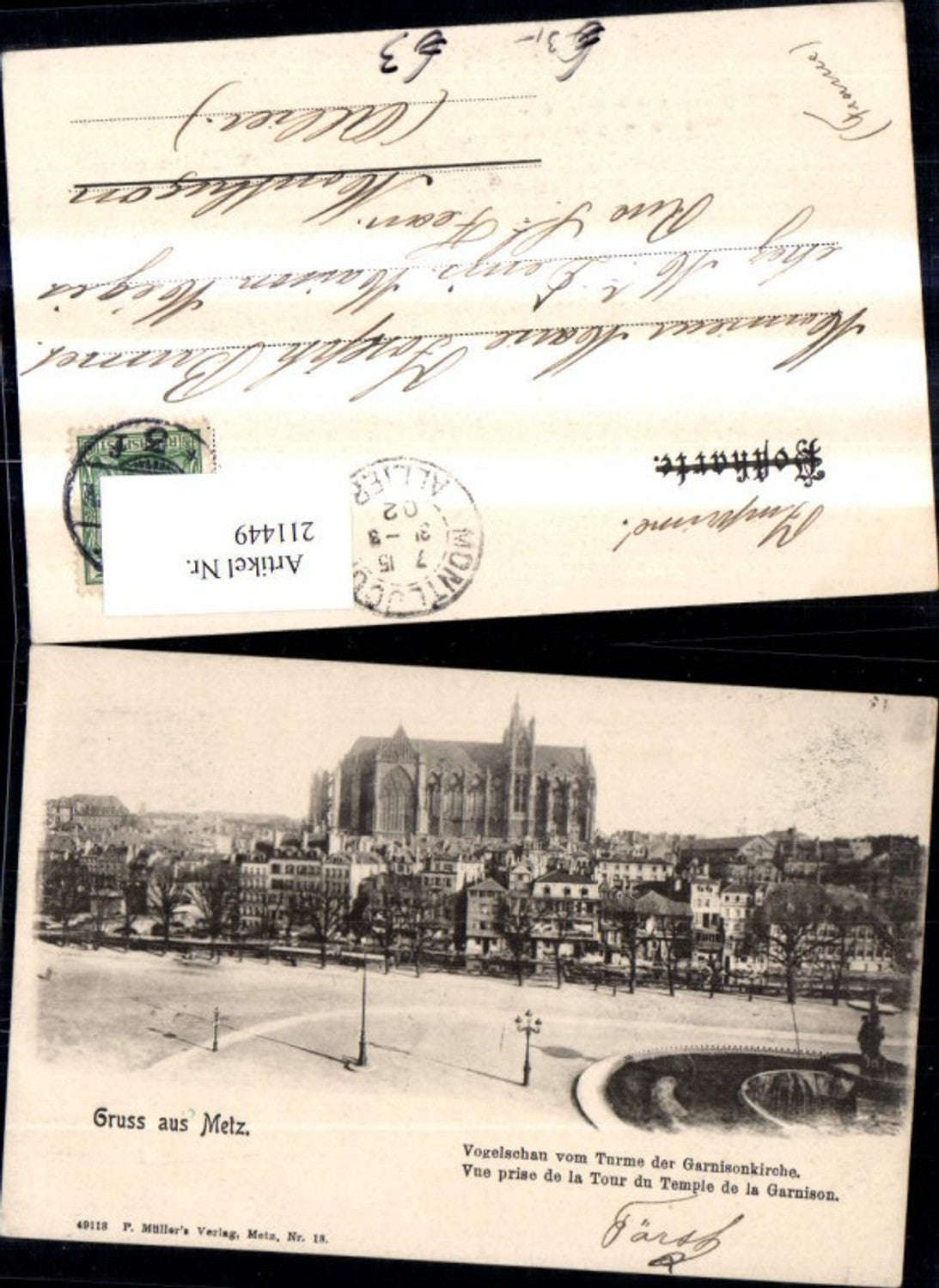 211449,Metz Vogelschau v. Turme d. Garnisonkirche Vur prise de la Tour du Temple de la Garnison
