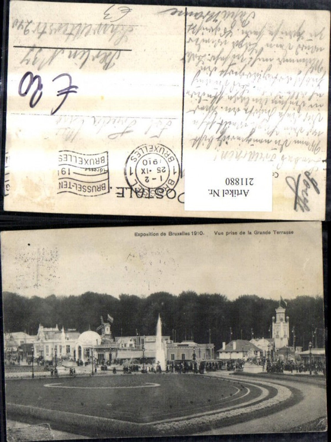 211880,Exposition de Bruxelles 1910 Vue prise de la Grande Terrasse