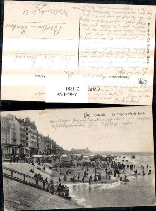 211881,Ostende La Plage a Maree haute Strand
