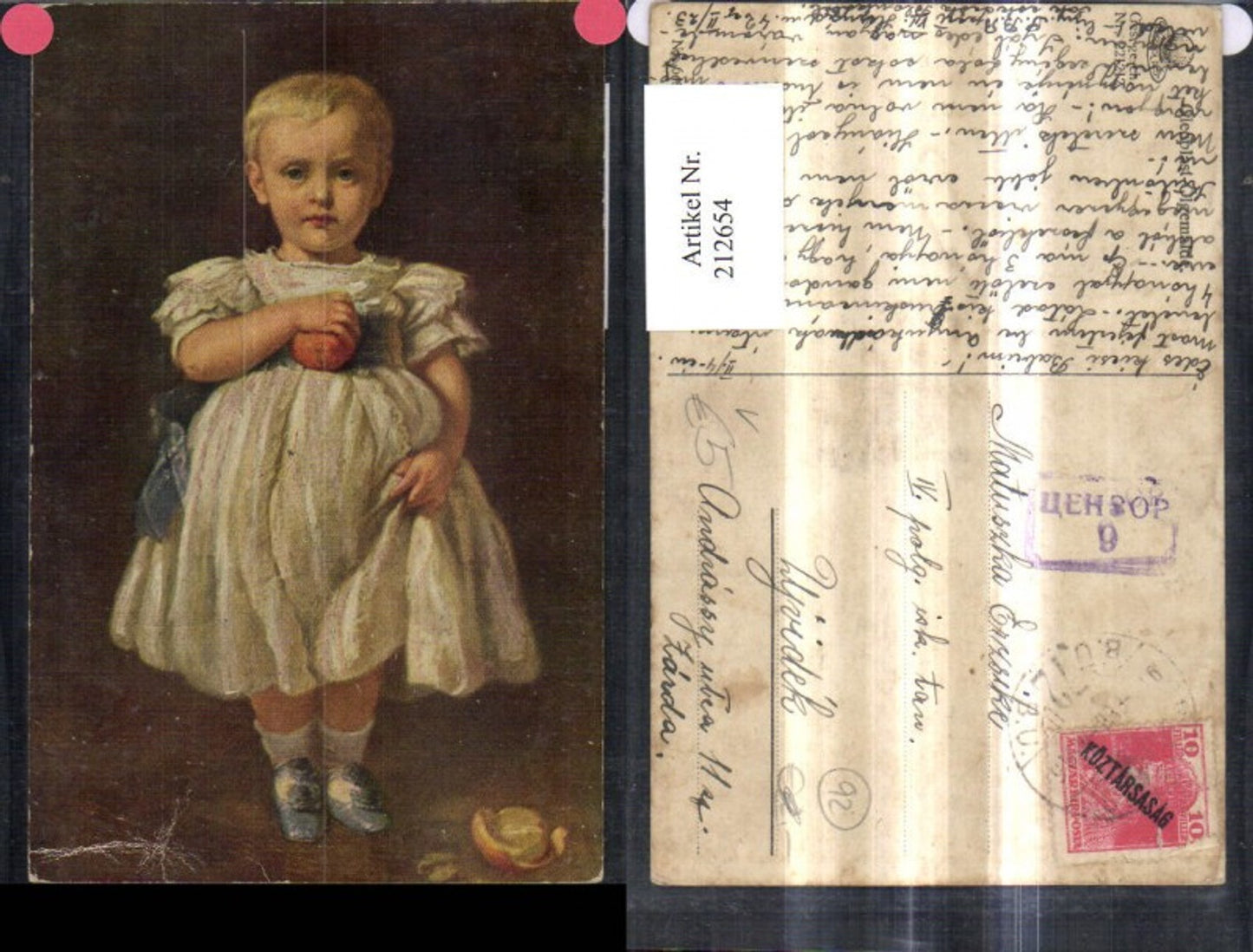 212654,Künstler AK Schöner „Kleine Evastochter“ Mädchen m. Kleid pub Oleoplast Ölgemälde 643