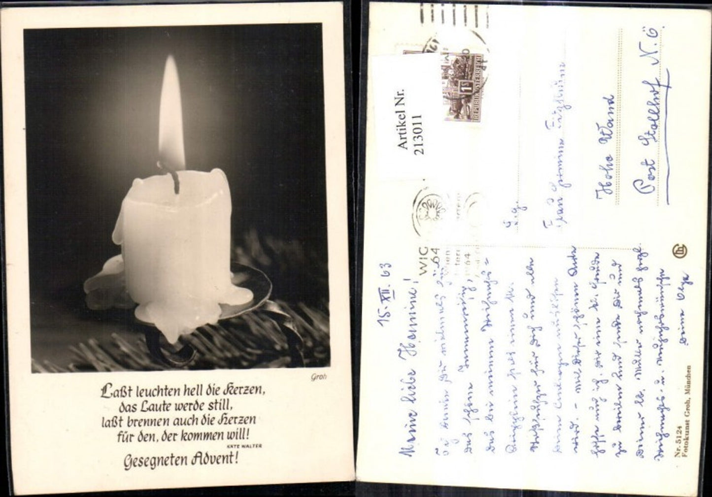 213011,Fotokunst Groh 5124 Advent Kerze Spruch Text