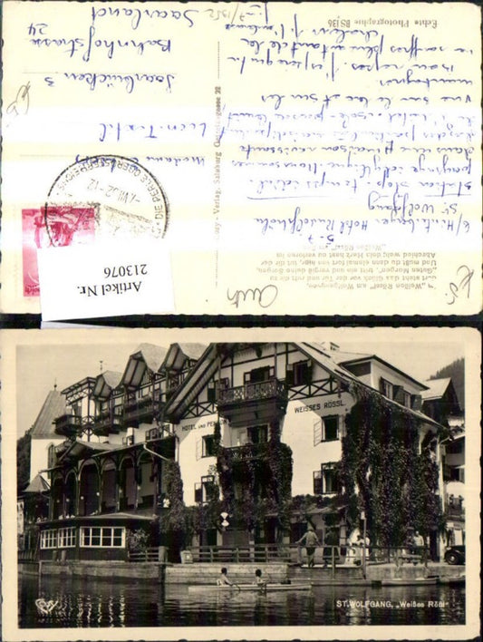 213076,St Wolfgang a. Wolfgangsee Hotel Weisses Rössl Ansicht m. Boot Ruderboot i. Vordergrund