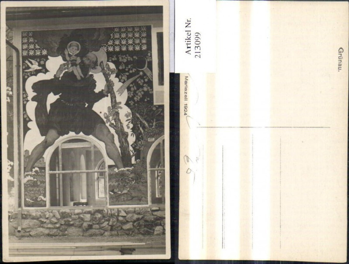 213099,Grünau i. Almtal Ansicht Gebäude m. Malerei Fassade