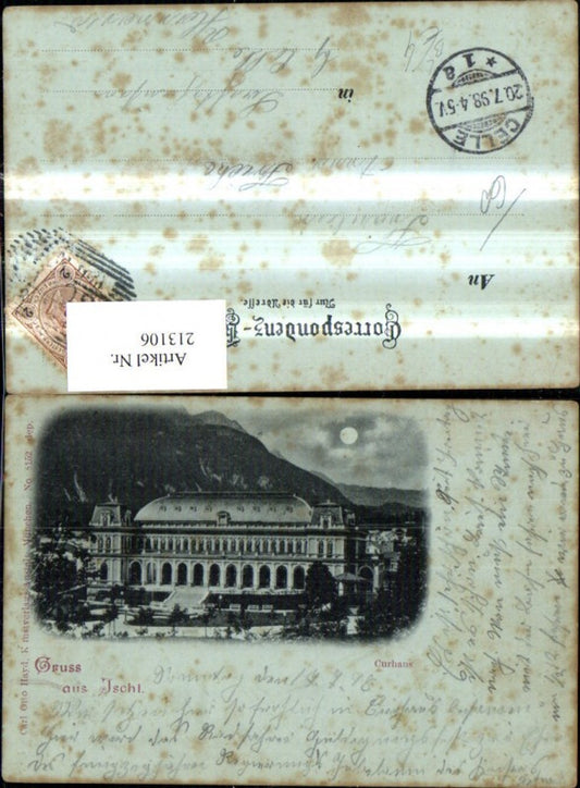 213106,Litho Gruß a. Ischl b. Mondschein Kurhaus