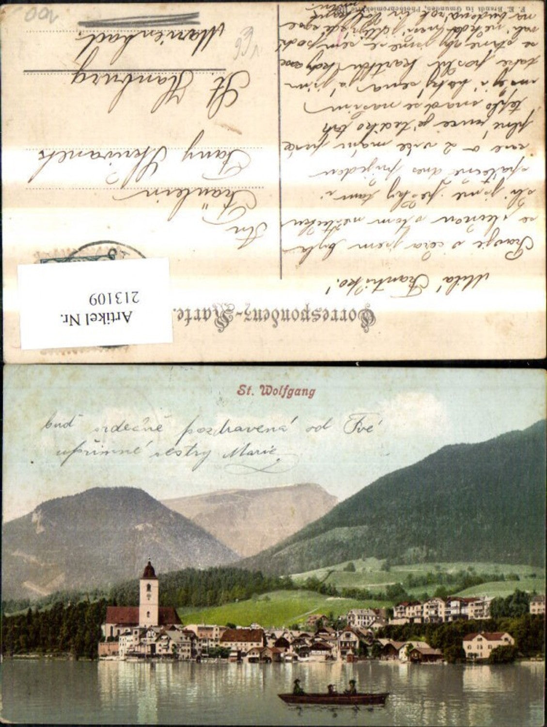 213109,St Wolfgang a. Wolfgangsee Ansicht m. Boot Ruderboot pub F. E. Brandt 118