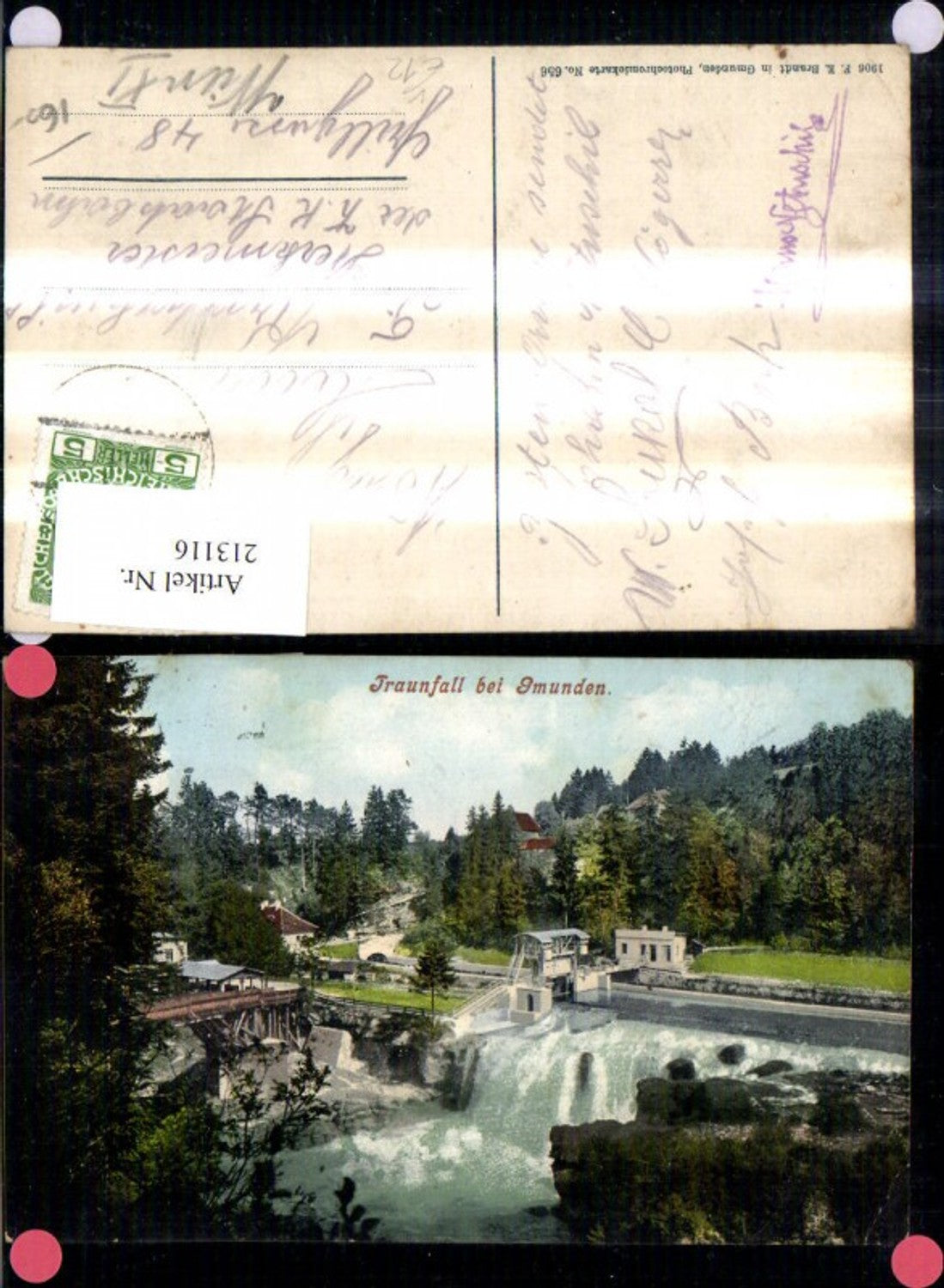 213116,Traunfall b. Gmunden Wasserfall pub F. E. Brandt 656