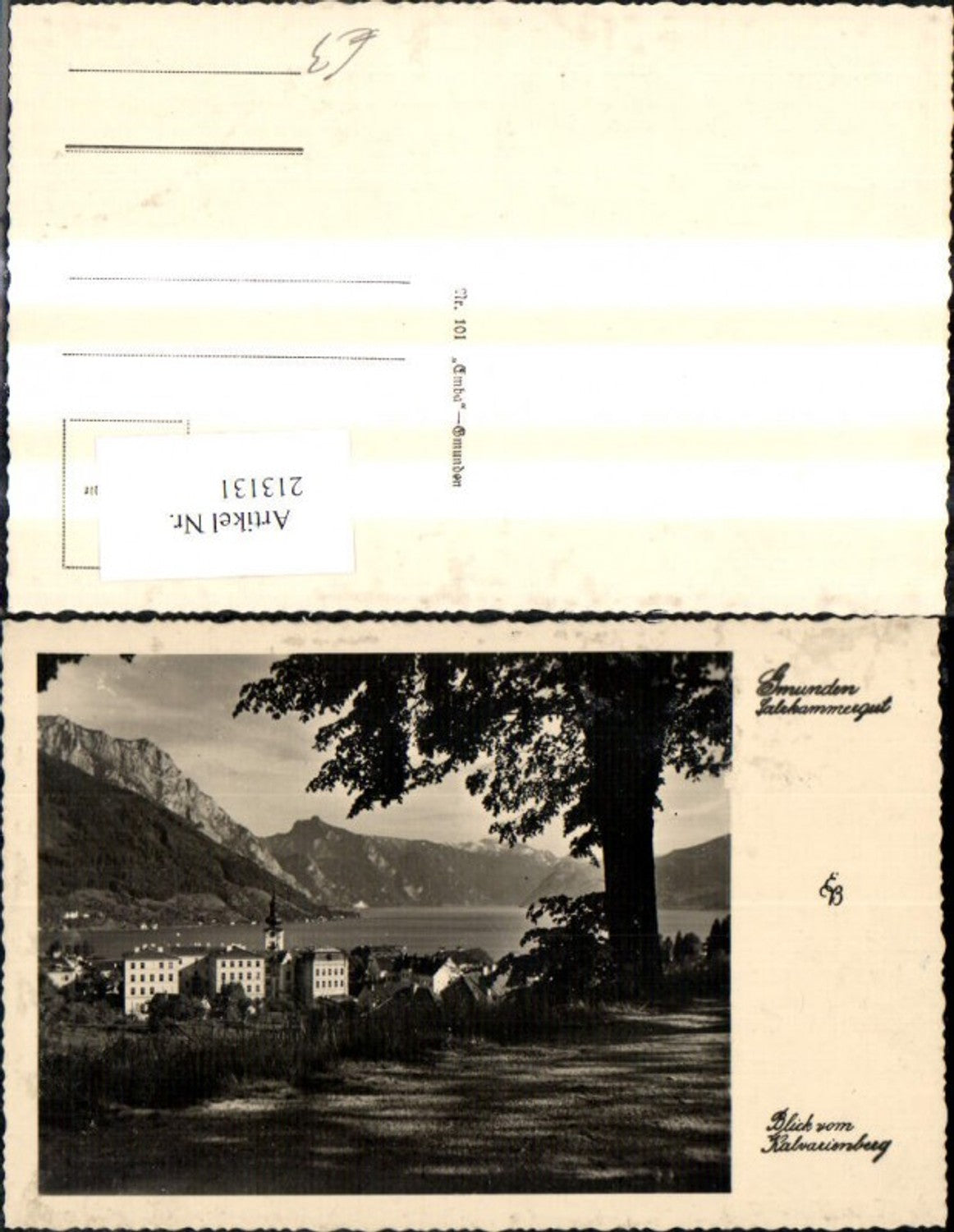 213131,Foto Ak Gmunden Salzkammergut Blick v. Kalvarienberg