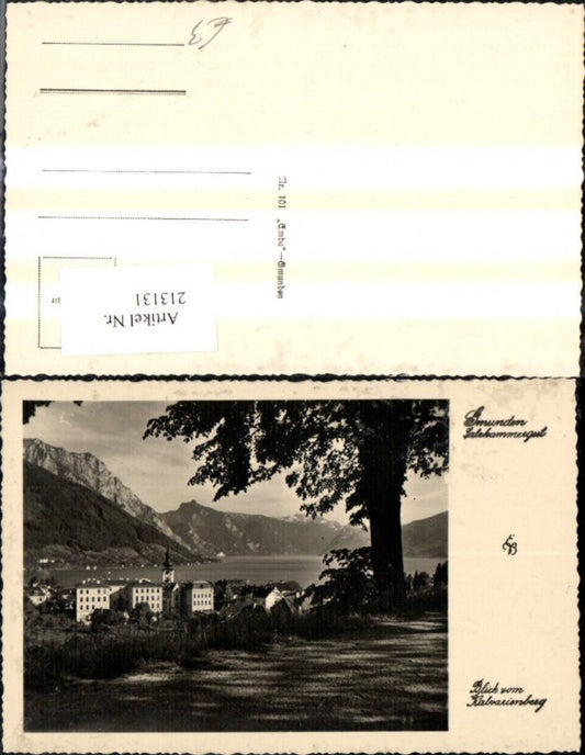213131,Foto Ak Gmunden Salzkammergut Blick v. Kalvarienberg