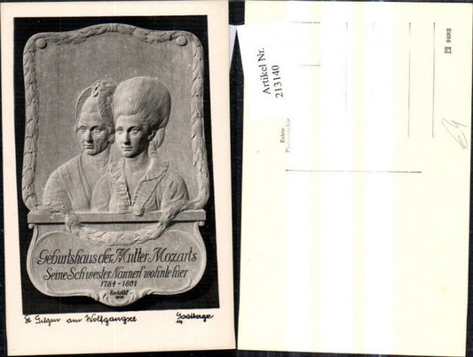 213140,Foto Ak St Gilgen a. Wolfgangsee Steinplatte Geburtshaus d. Mutter Mozarts