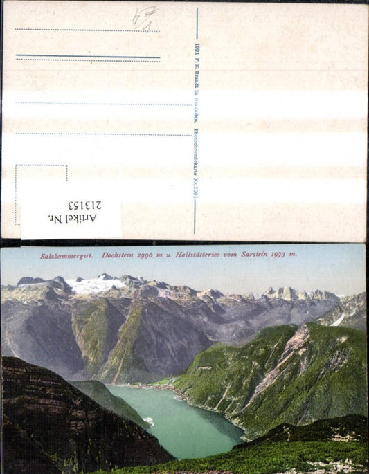 213153,Dachstein u. Hallstättersee v. Sarstein Salzkammergut pub F. E. Brandt 1001