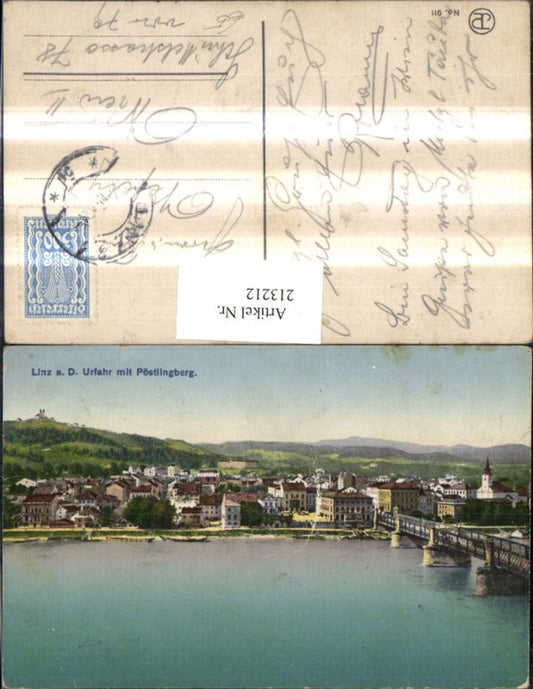 213212,Linz a. d. Donau Urfahr Totale m. Pöstlingberg Brücke