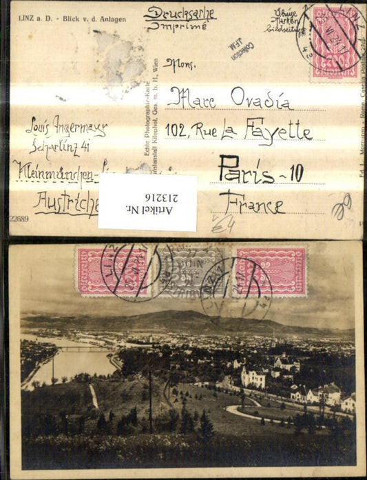 213216,Linz a. d. Donau Totale Blick v. d. Anlagen pub Kilophot 22689