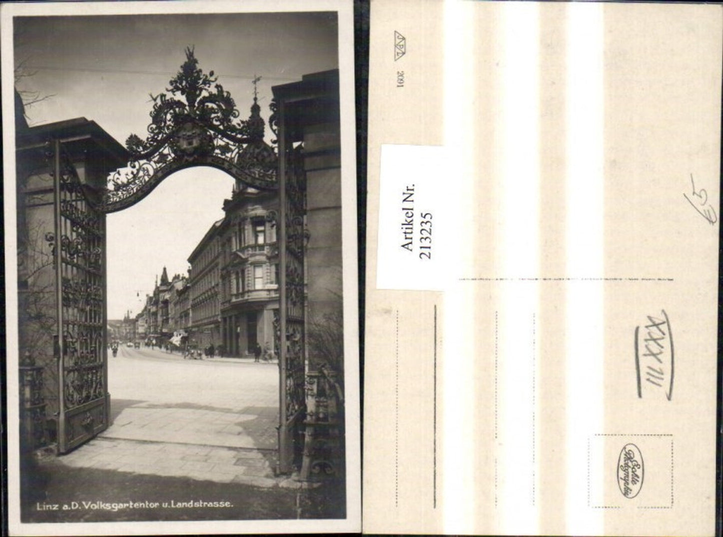 213235,Linz a. d. Donau Volksgartentor u. Landstraße Straßenansicht