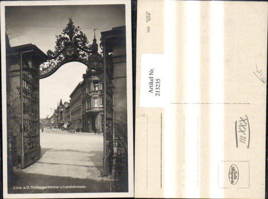 213235,Linz a. d. Donau Volksgartentor u. Landstraße Straßenansicht