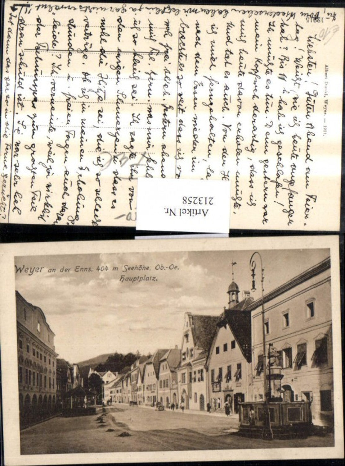213258,Weyer a. d. Enns Hauptplatz Straßenansicht Brunnen