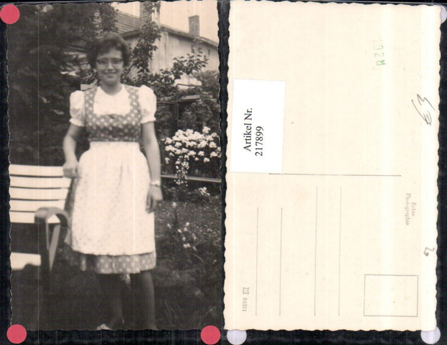217899,Foto AK Frau m. Kleid Tracht Brille