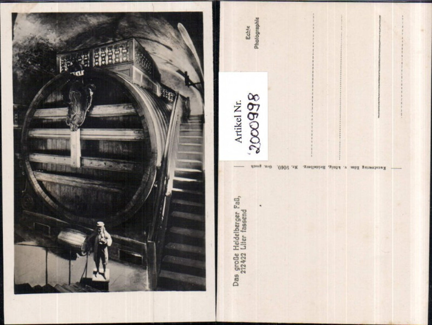 2000998,Heidelberg Das große Heidelberger Fass 212422 Liter fassend