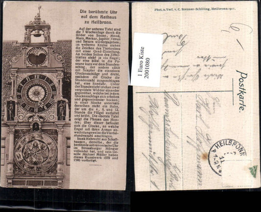 2001080,Heilbronn Uhr auf d. Rathaus m. Glocke Text
