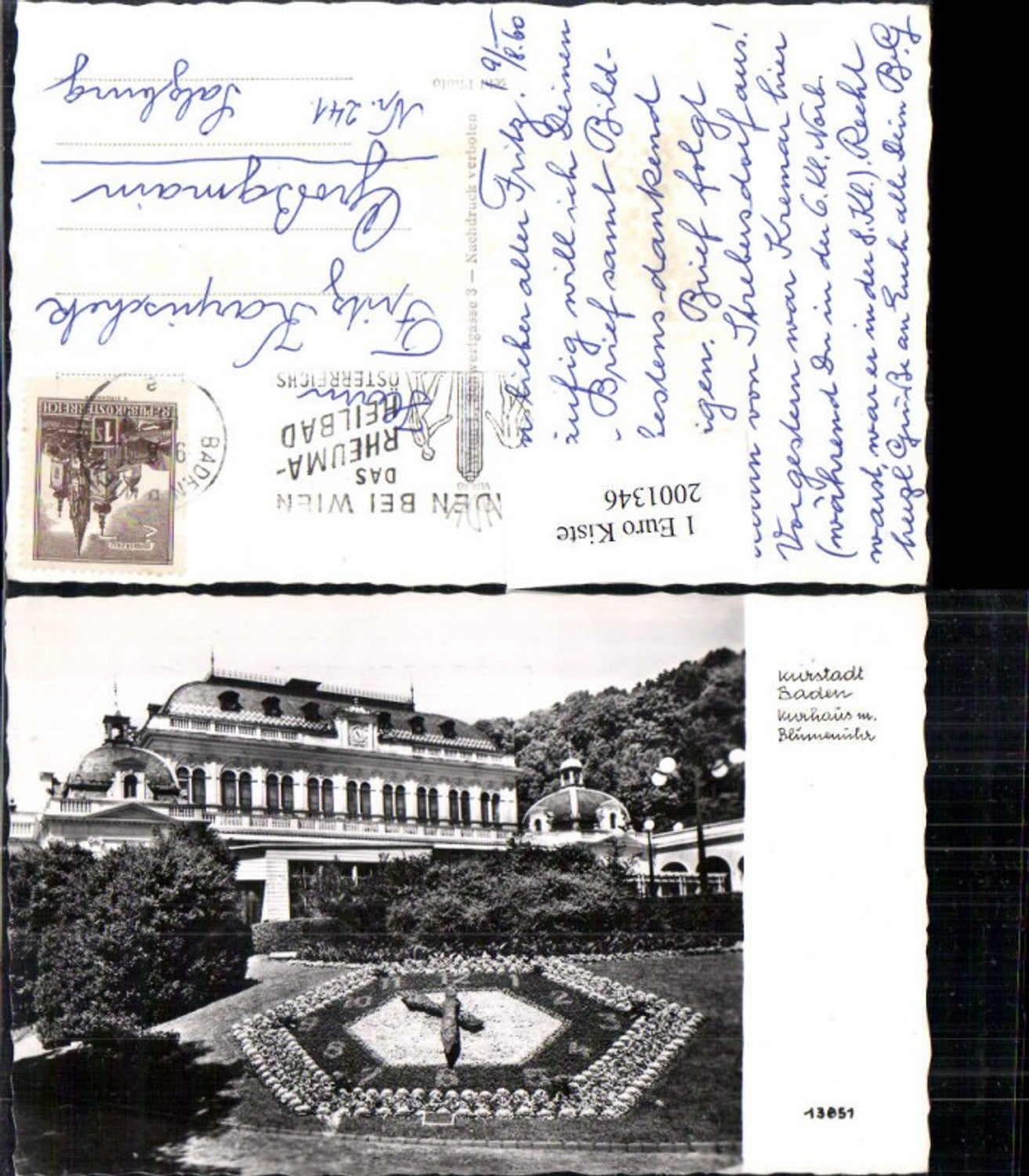 2001346,Baden Kurhaus m. Blumenuhr Uhr