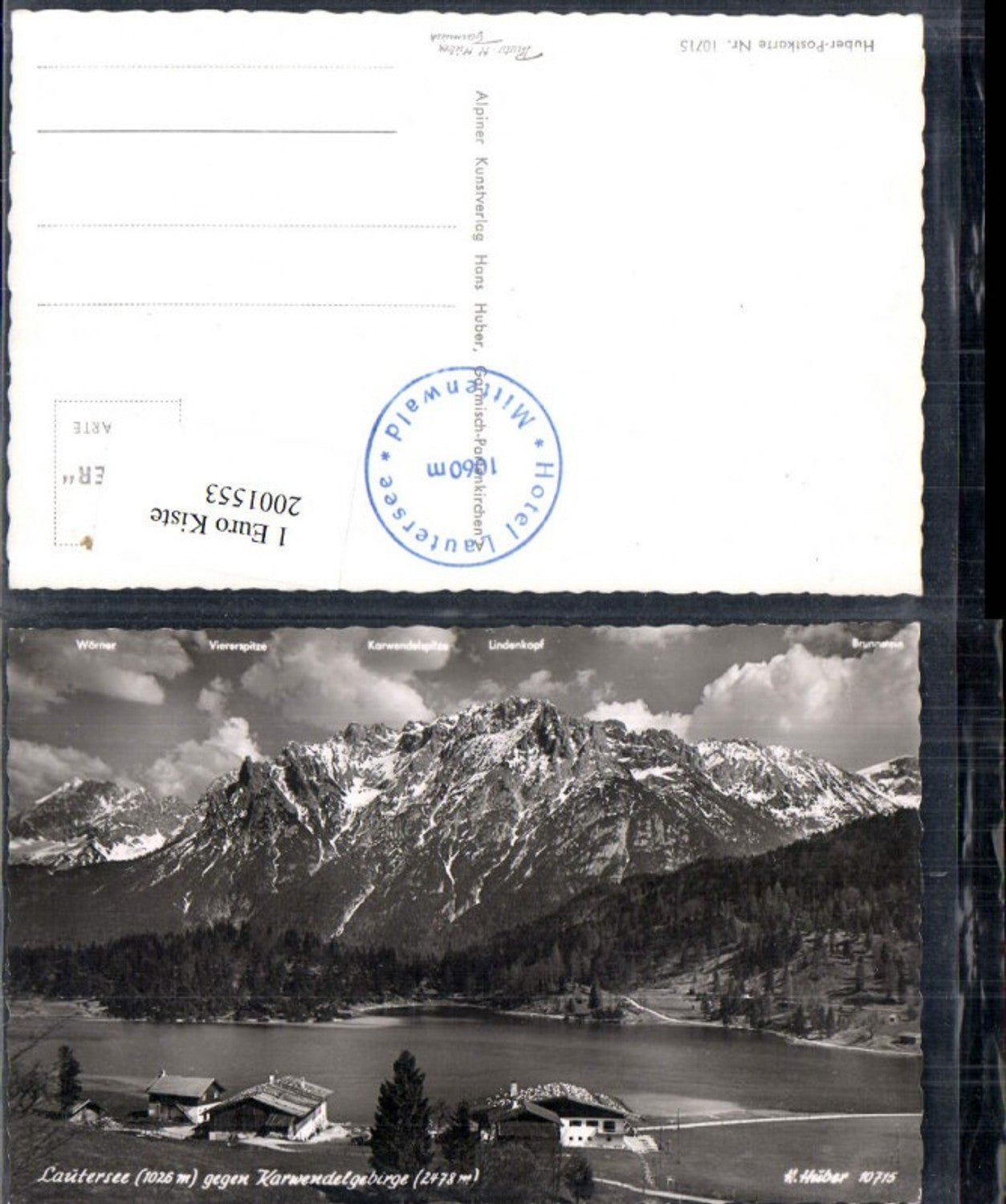 2001553,Lautersee See geg. Karwendelgebirge Wörner Viererspitze Karwendelspitze Lindenkopf Brunnstein