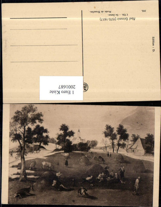 2001687,Musee e Bruxelles Brüssel Künstler AK Abel Grimmir „L'Ete – De Zomer“ Feld Heuhaufen Bauern Kühe