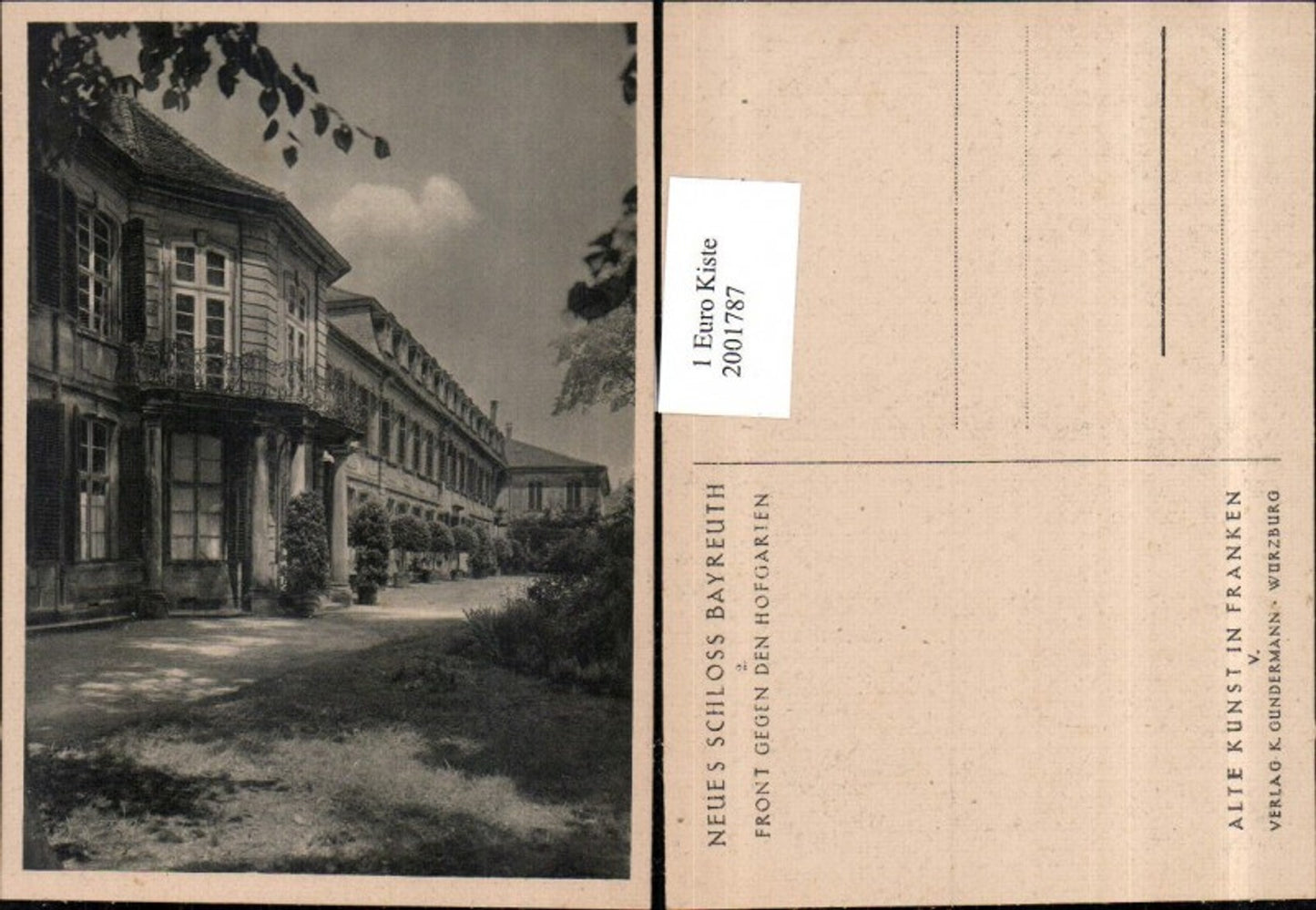 2001787,Neues Schloss Bayreuth Front geg. d. Hofgarten