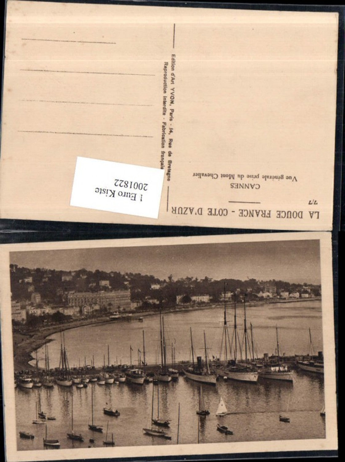 2001822,La Douce France Cote d'Azur Canes Vue generale prise du Mont Chevalier Segelboote Segelschiffe