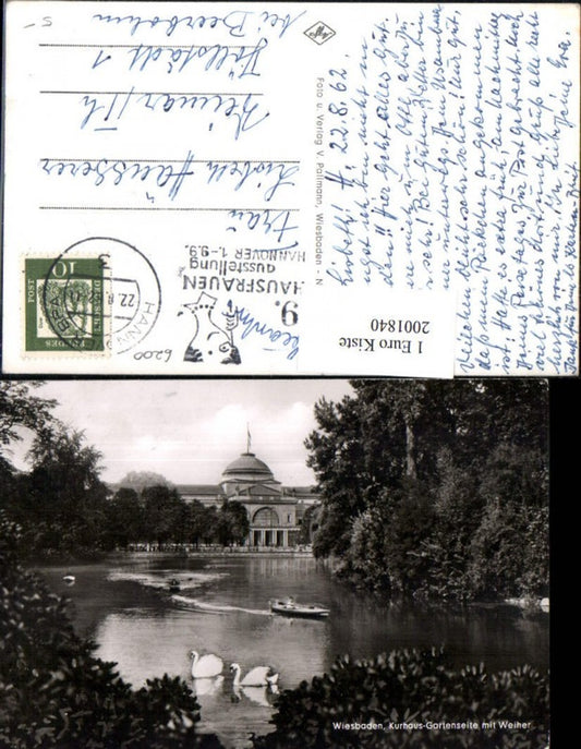 2001840,Wiesbaden Kurhaus-Gartenseite m. Weiher