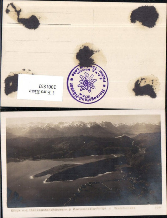 2001853,Blick v. d. Herzogstandhäusern geg. Karwendelgebirge u. Walchensee See
