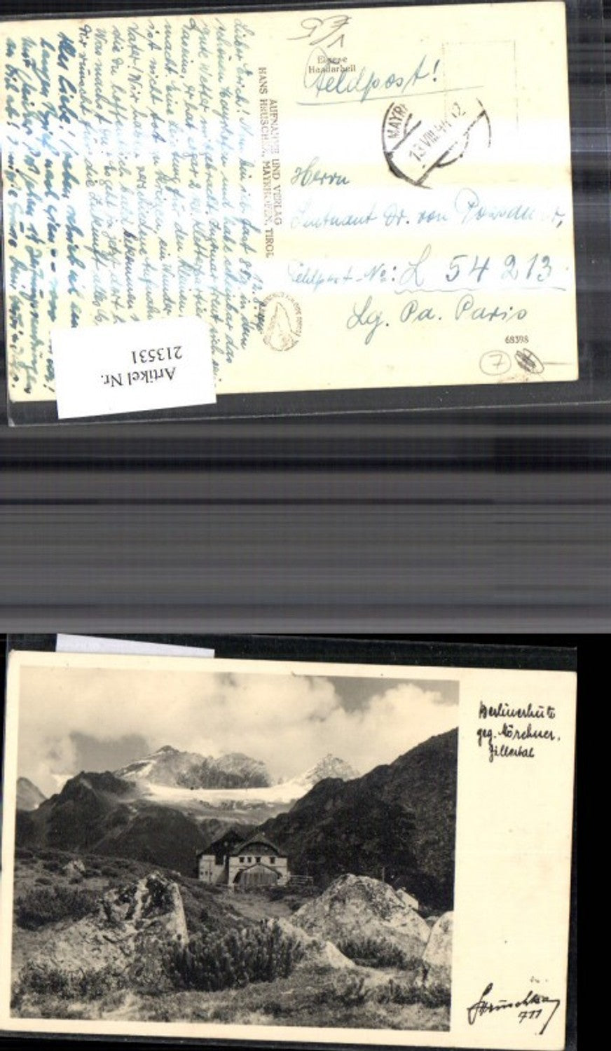 213531,Berghütte Berlinerhütte geg. Mörchner Zillertal Mayrhofen Ginzling pub Hruschka 711