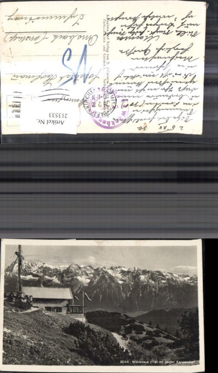 213533,Berghütte Wankhaus geg. Karwendel Garmisch-Partenkirchen