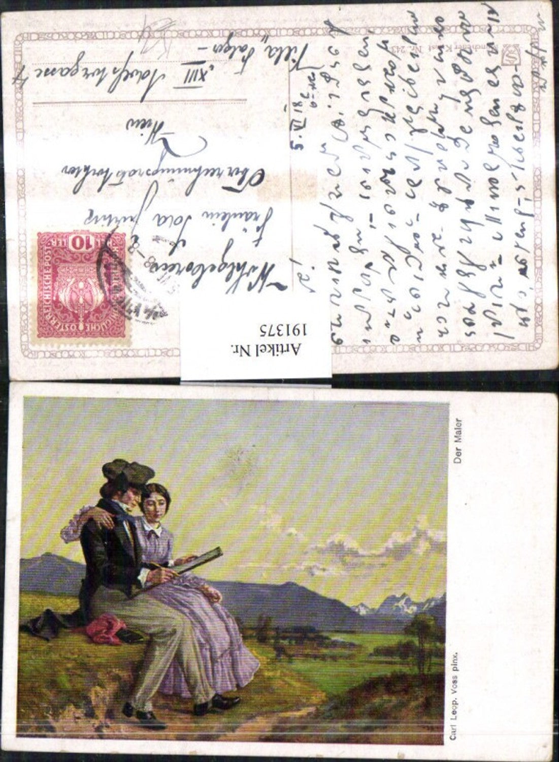 191375,Künstler AK Carl Leopold Voss „Der Maler“ Landschaft Mann m. Frau