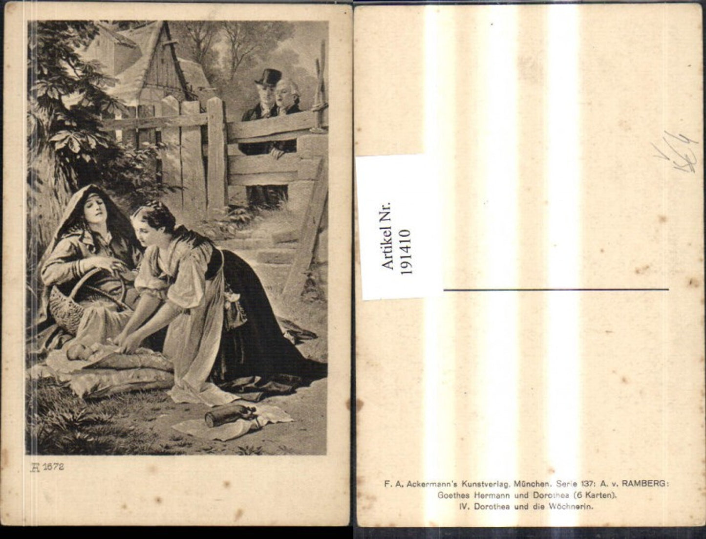 191410,Künstler AK Ansicht v. Ramberg Frauen Kind Babay Korb pub F. A. Ackermann 137